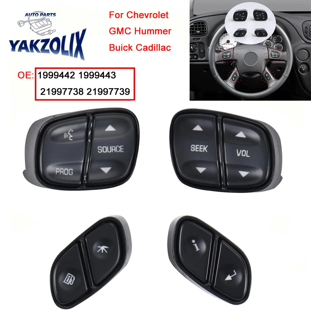 Steering Wheel Radio Source Switch With LED Light For GMC Yukon Hummer H2 Chevrolet Avalanche Silverado Tahoe 1999442 1999443
