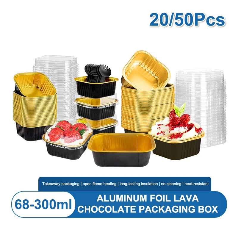 20/50PCS Folie Cupcake Liner Hitzebeständige Aluminium Kuchen Tassen Runde Backförmchen Mit Deckel Küche Hochzeit Geburtstag Party versorgung
