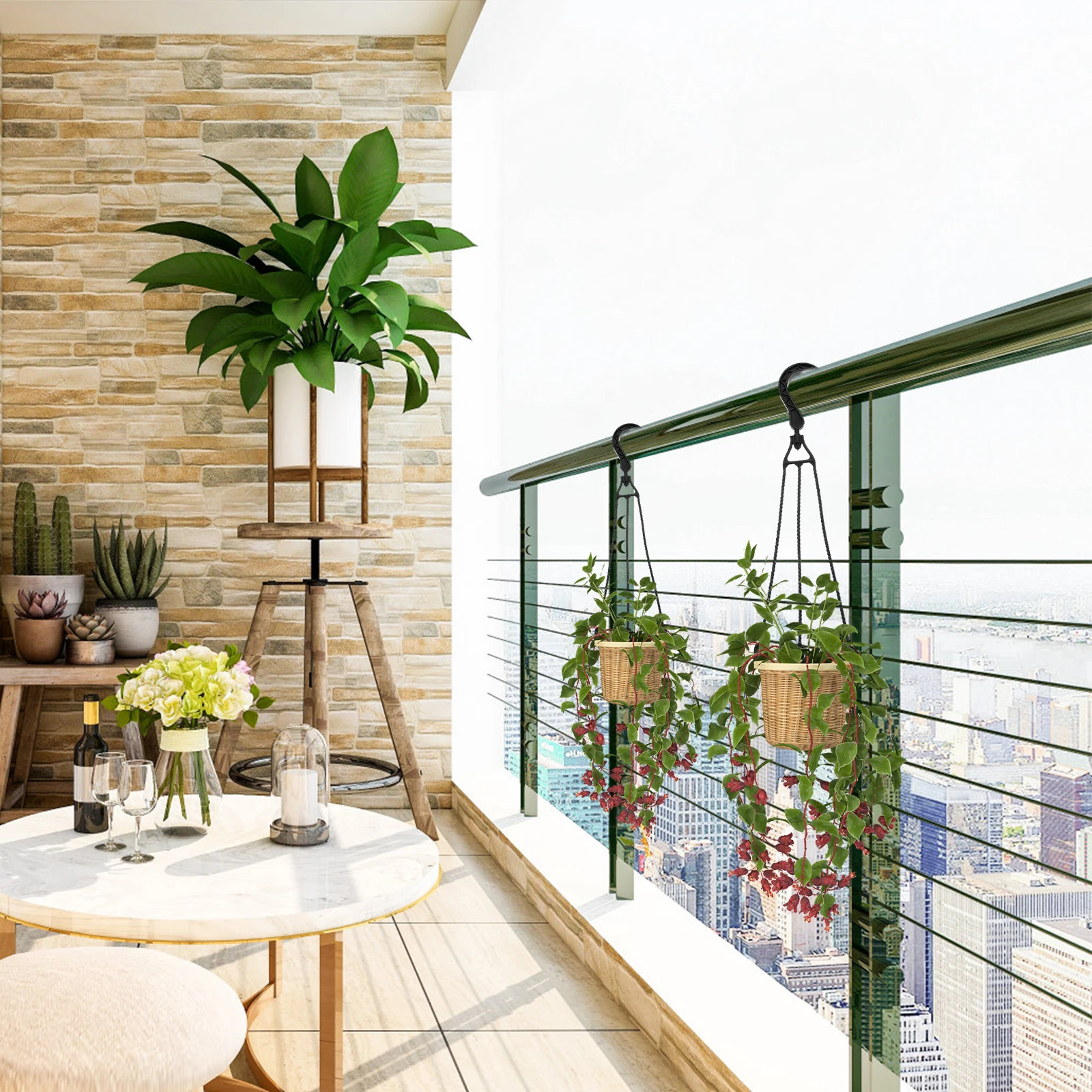 

5pcs Plastic Hanging Basket Hooks 360 Rotatable Planter Holders For Flowerpot Hangers Garden Accessories Indoor Outdoor Balcony