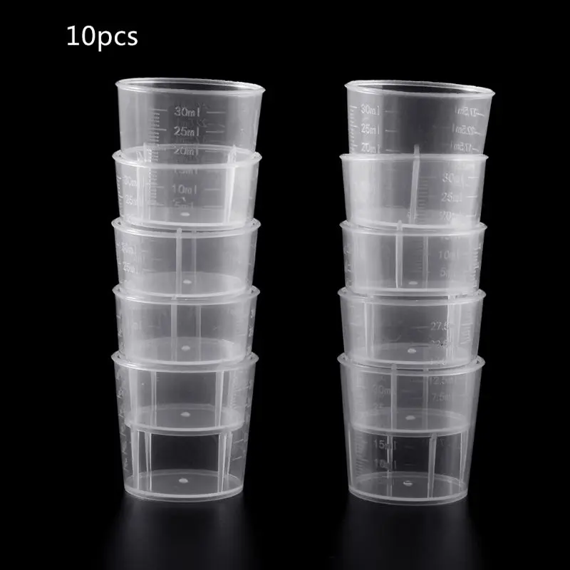 Dropship 10PCS Plastic Measuring Cups 30ml Mixing Cup with Scale for Paint Liquid Measuring School Labs Experiments Supplies