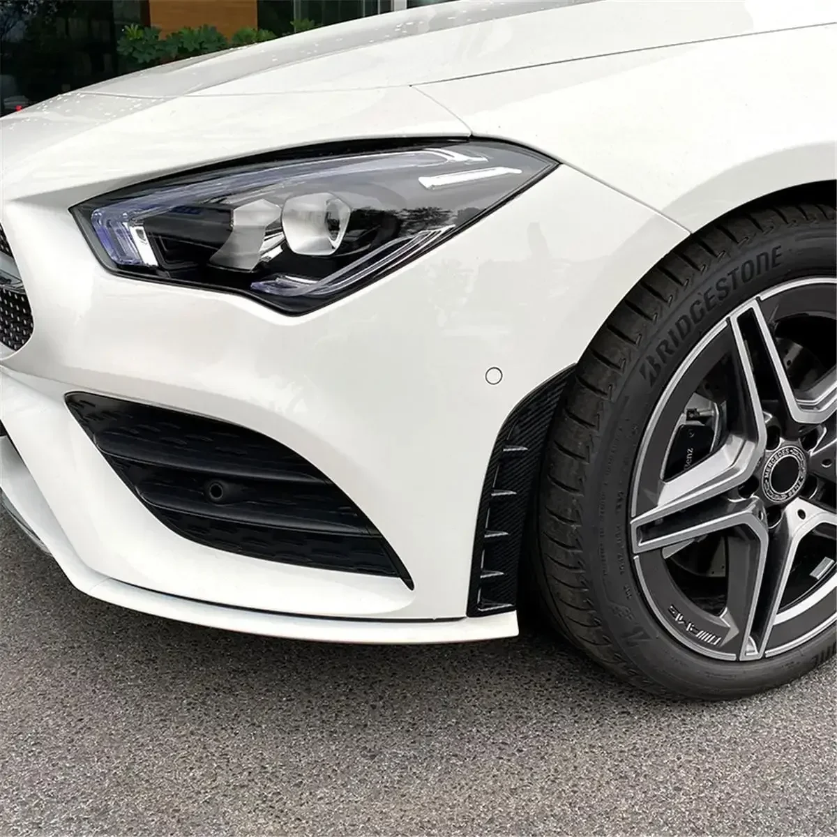 Pair Front Bumper Side Air Vent Splitter Spoiler Canard  Gloss Black Carbon Look For Mercedes CLA Class C118 CLA180 CLA200 2020+