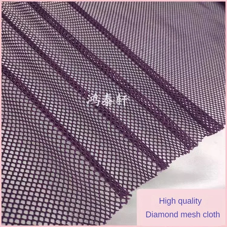 High Quality Diamond Pattern Mesh Fabric Black By Meter for Bags Fishing Net DIY Sewing Breathable Plain Textile Smooth Textured