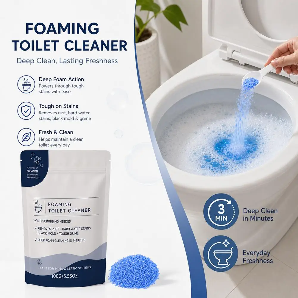 Foaming Toilet Cleaner Rich Foam Deep Stain Removal No Scrub Cleaning Lemon Scent Anti Scale Safe Formula For Home Toilet Clean