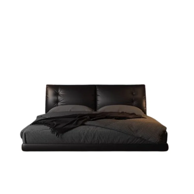 cama de apartamento flutuante Confortável nórdico   Design minimalista da cama do quarto principal da moda   móveis de quarto cama de casal