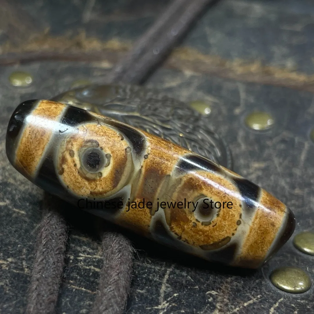 Tibetan Nepalese Himalayan Bead Ancient agate Old Dzi Talisman 3 eye Bead Amulet