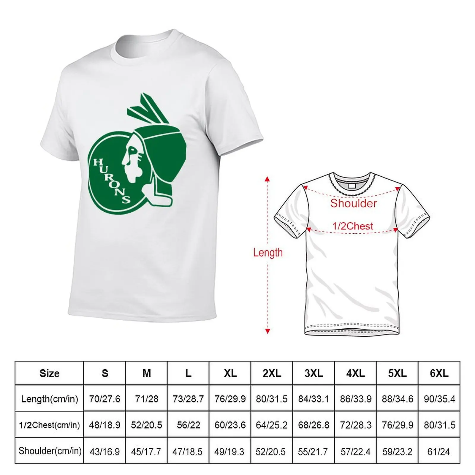 Vintage Hurons Logo T-Shirt Basic Casual Short Sleeve Cotton Shirt