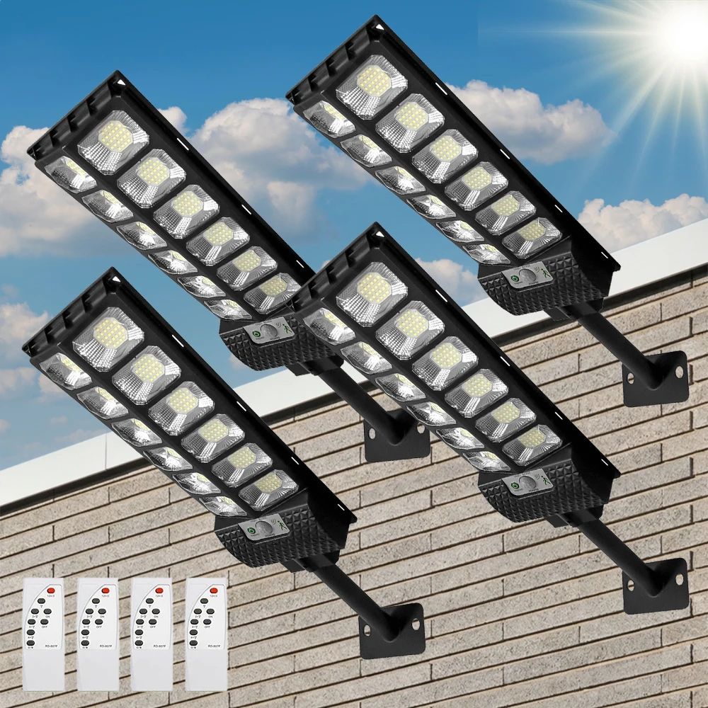 1-4 lampes solaires extérieures étanches à grand angle, lampes murales solaires, lampes de stationnement avec détecteur de mouvement pour la sécurité
