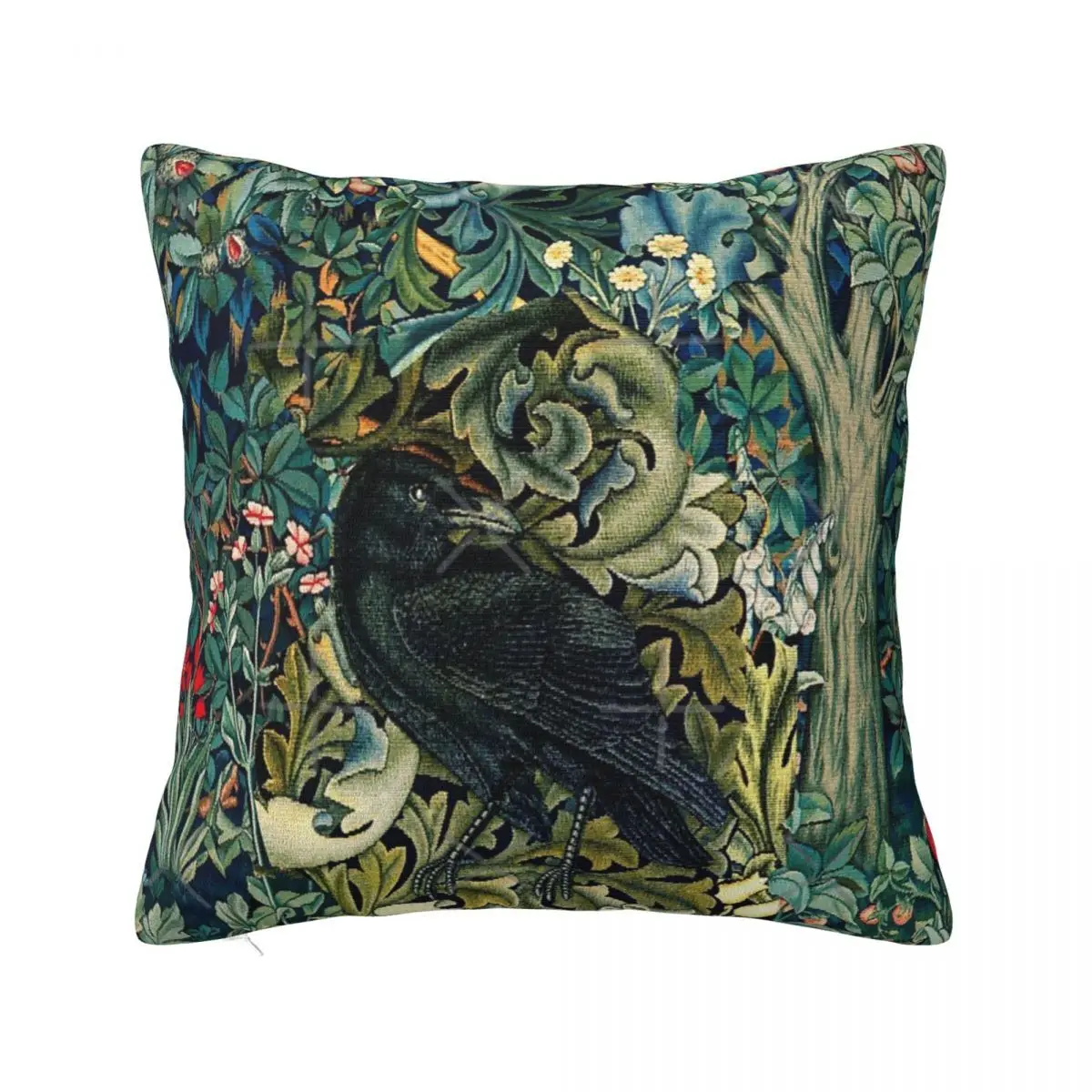 Greenery Forest Animals Raven On Acanthus Decoration Pillows For Sofa Cushions For Living Room Pillow Case Pillow Cover