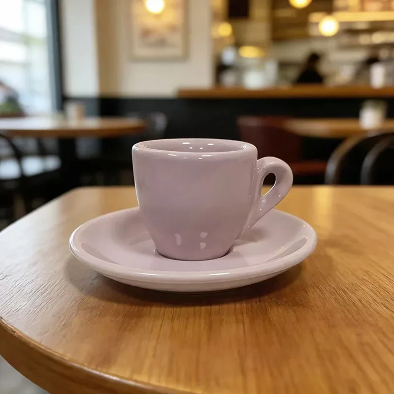 New Grape Purple Competition Grade 9MM Ultra-Thick 50ML Italian Espresso Cup And Saucer Ceramic Minimalism Reusable Coffee Cup