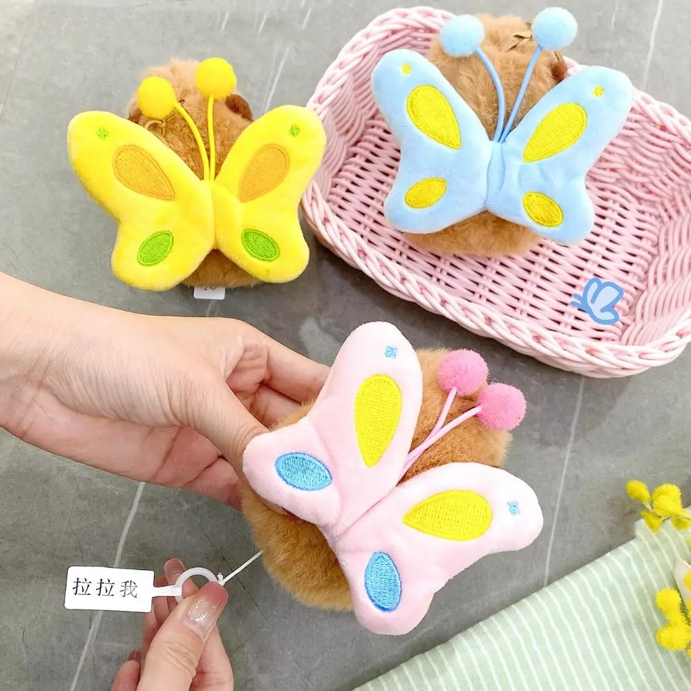 

Vibration Plush Capybara Keychain Pull Butterfly Cartoon Capybara Dolls Pendant Bag Hanging Ornaments Car Keyring Key Decor