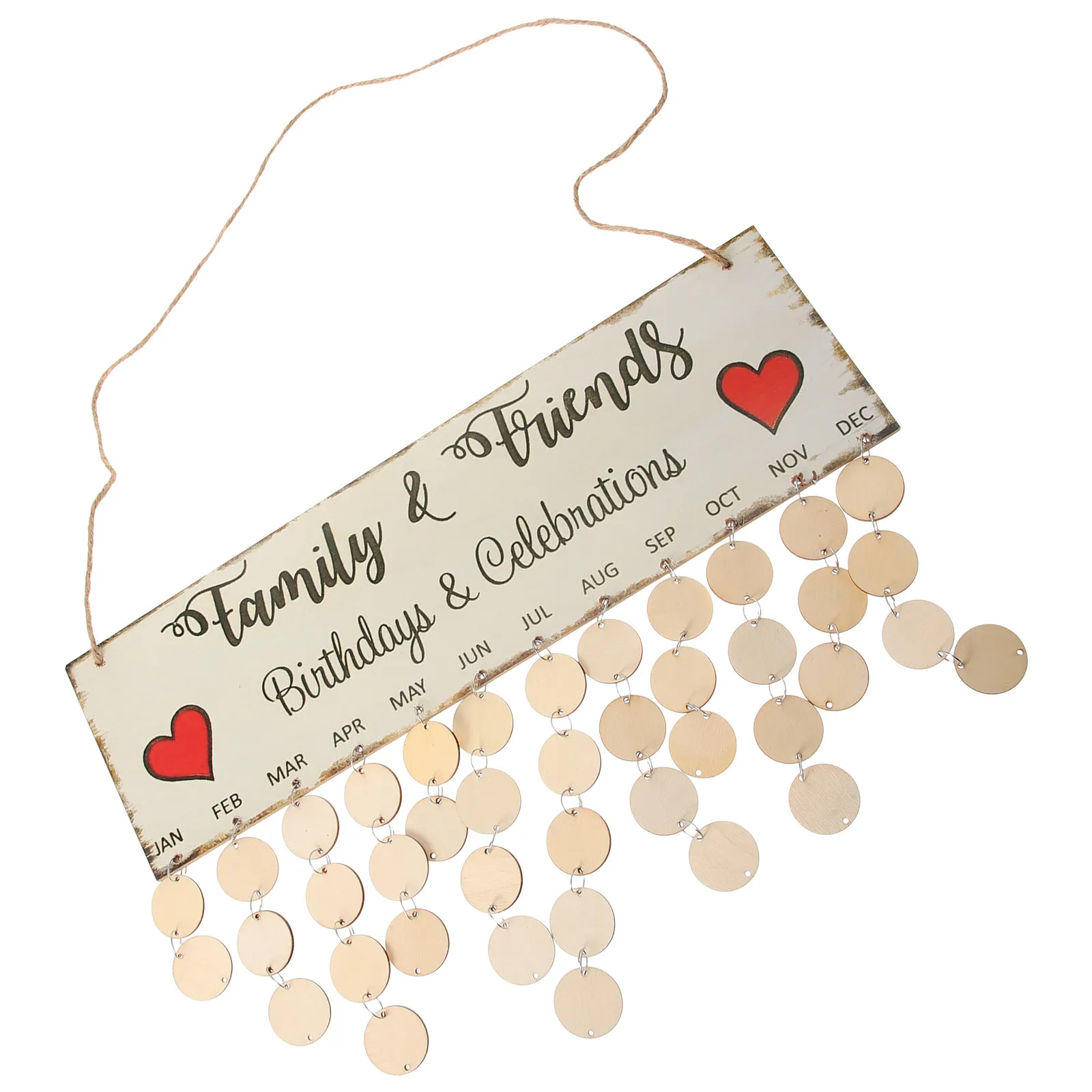

Wooden Calendar Hanging Plaque Colorful Birthday Reminder Family Friends Birthdays Celebrations Board 40x12cm Anniversary