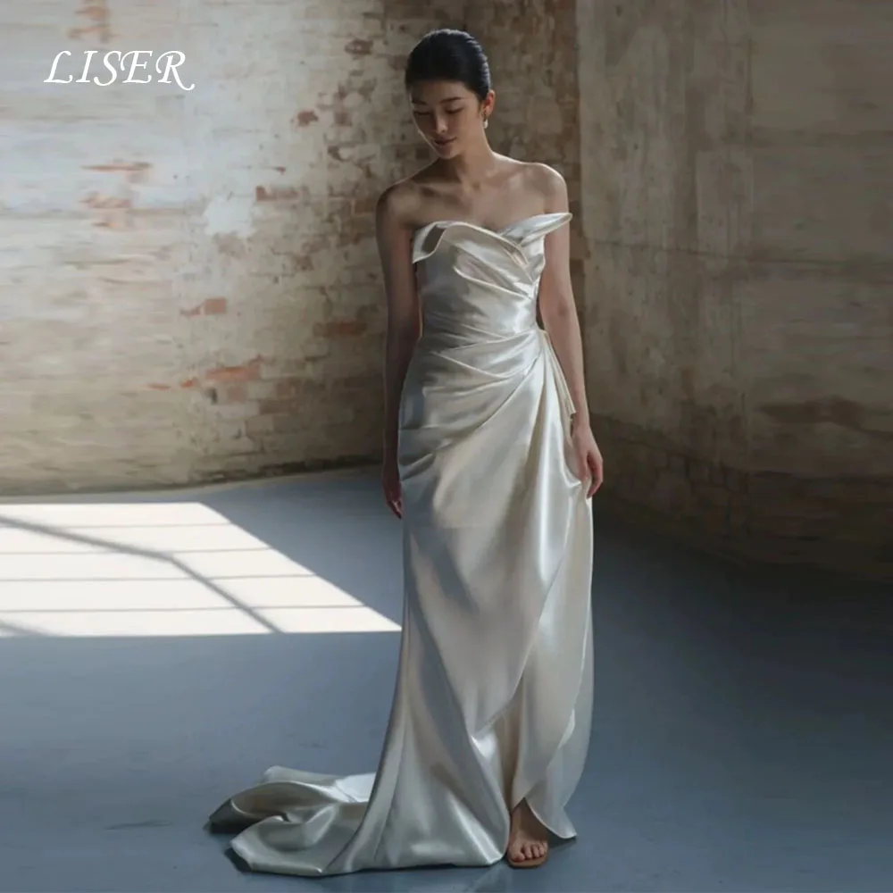 

Liser Sweetheart Mermaid Korea Wedding Dresses Simple Silk Satin Elegant Bridal Gowns Photo Shoot 저녁 드레스 Customize Corsets