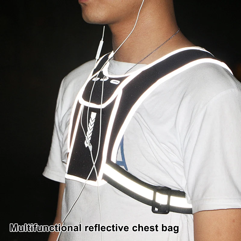 سترة رياضية حقيبة الهاتف عاكسة لركوب الدراجات على ظهره متعددة الوظائف الرياضة الهاتف الصدر حزمة خفيفة الوزن لركوب الدراجات في الهواء الطلق المشي لمسافات طويلة