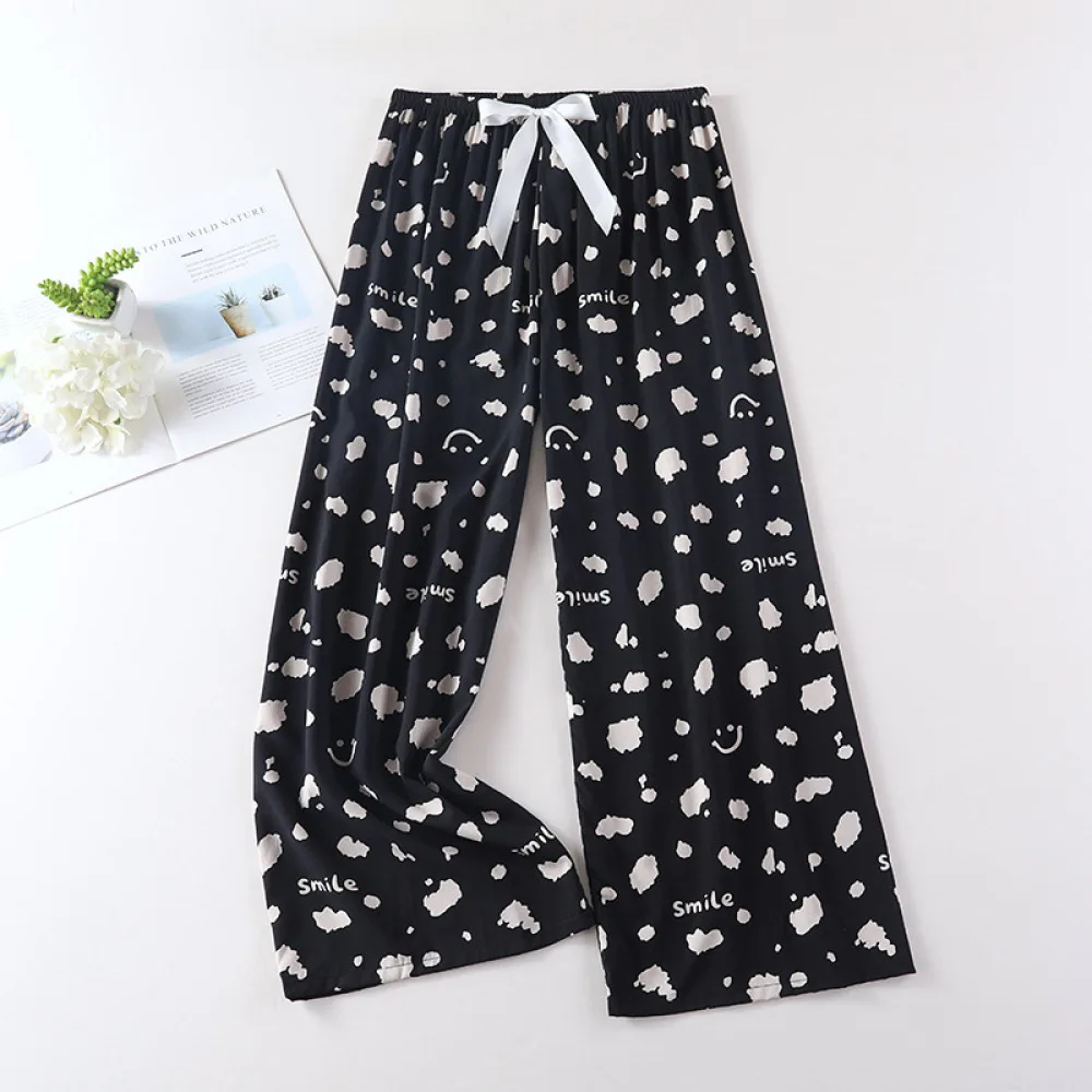 Women Floral Print Wide Leg Trousers Casual Soft Pajama Pants Spring Summer Breathable Homewear Loose Comfy Loungewear