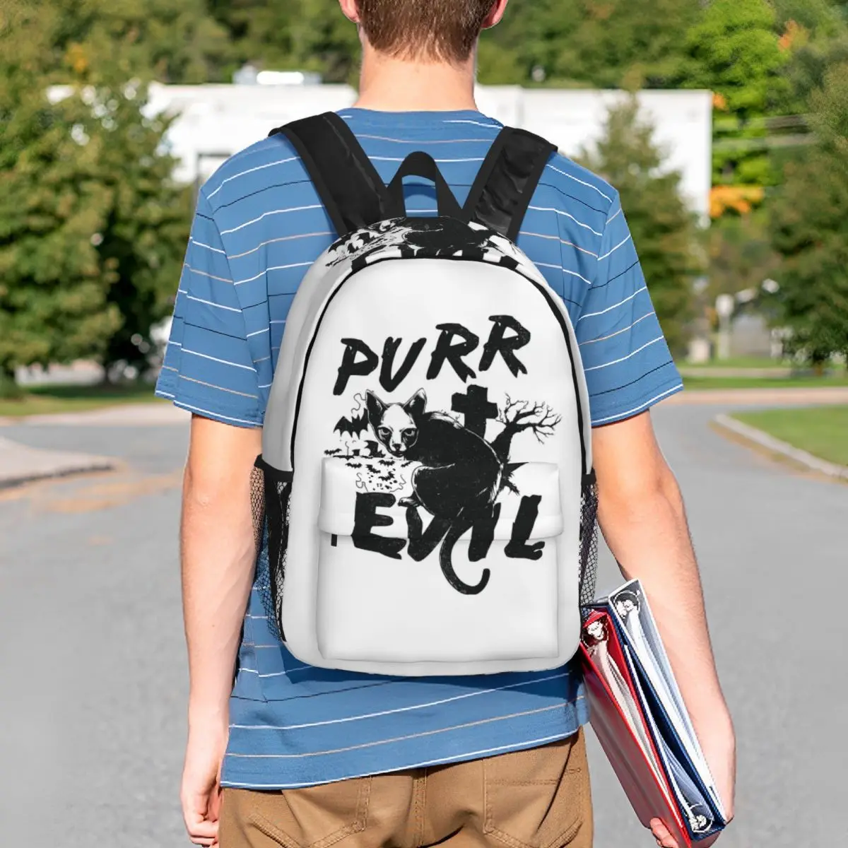 Purr Evil Backpack Student BookBag Men Women School Bag Laptop Shoulder Bags