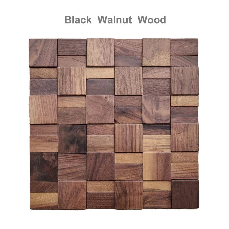 (30 Sheets) 2025 Self-Adhesive Natural Black Walnut Wood Acoustic Wall Panels Wooden Mosaic Tile for Home Wall Art Background De