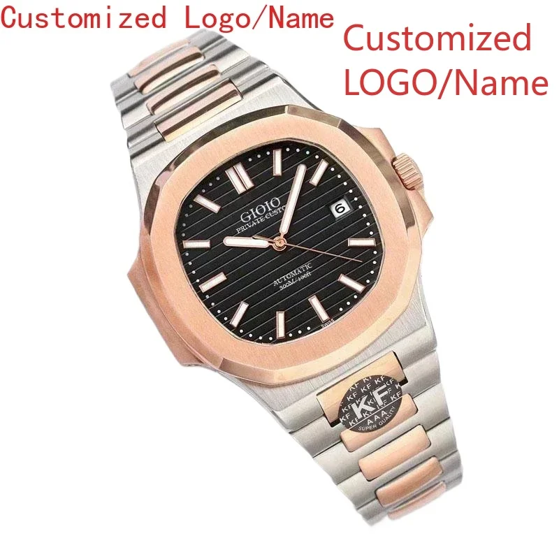 أزياء رياضية للرجال الساعات الأوتوماتيكية الميكانيكية الفولاذ المقاوم للصدأ الأسود الأزرق المطاط ارتفع الذهب الأبيض الياقوت حسب الطلب