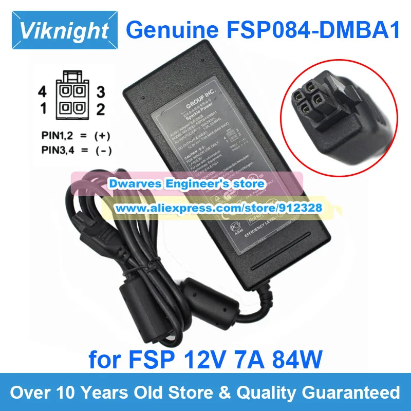 Genuine FSP FSP084-DMBA1 Switching AC Adapter FSP084-1ADC11 12V 7A 84W Power Supply 4PIN for NCR ALOHA RADIANT P1220