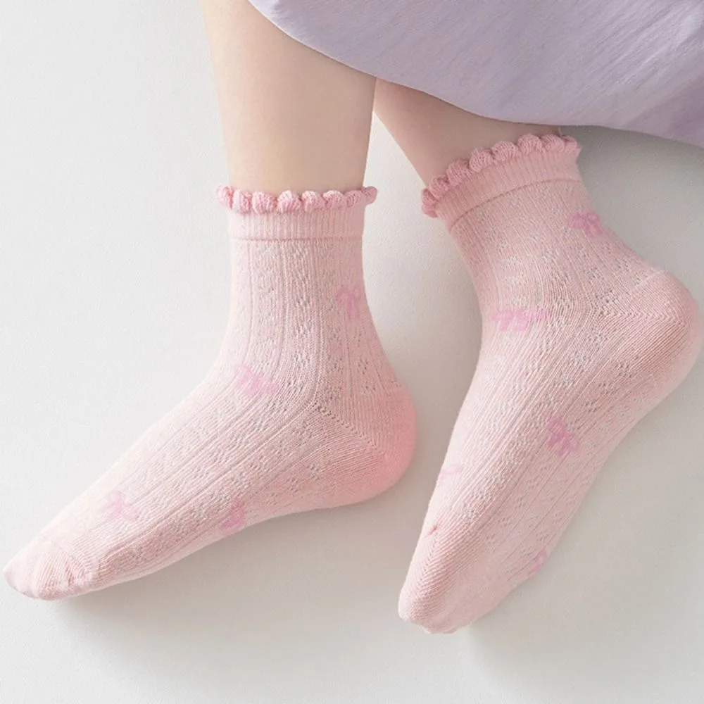 5Pairs الأزياء كشكش الطفل الجوارب القطنية الخريف الربيع لطيف طفل قصيرة أنبوب الجوارب الحلو تنفس الوليد الجوارب الأطفال #4