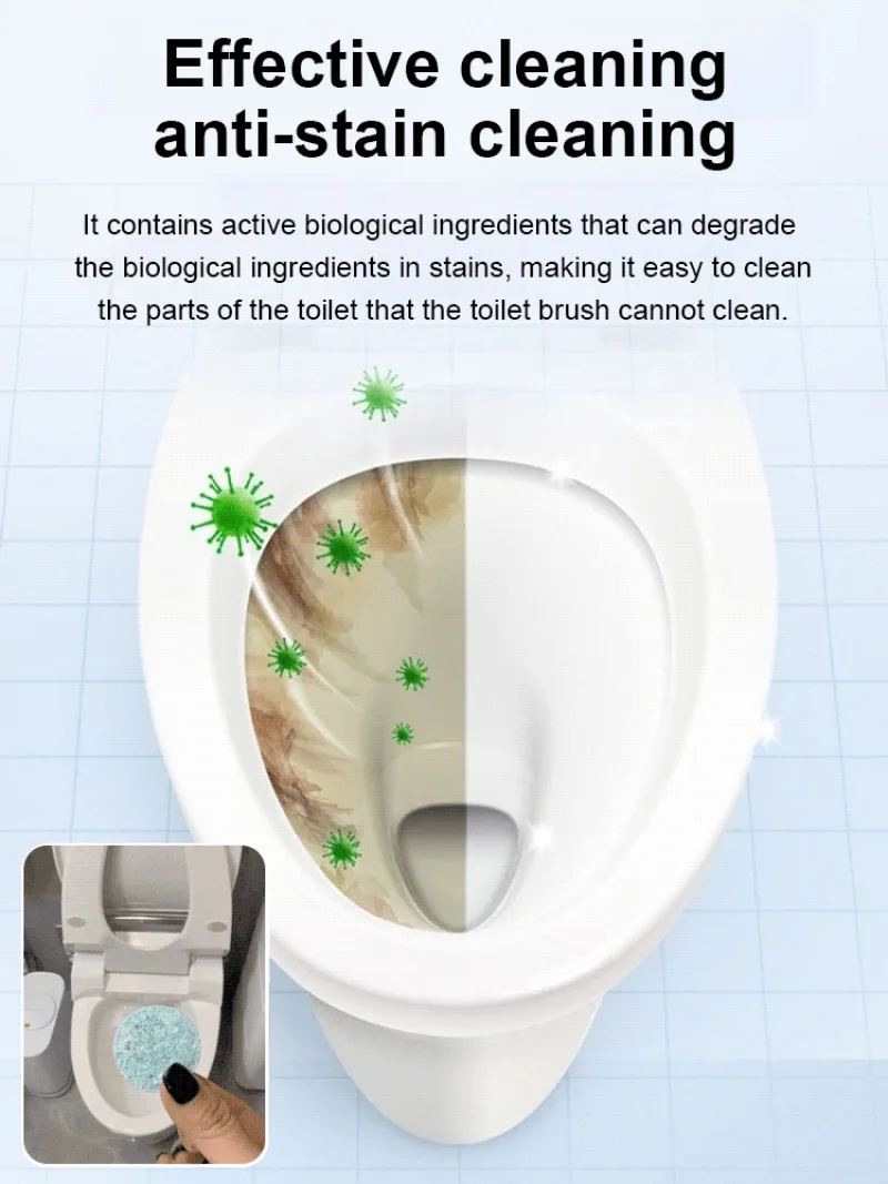 Toilet Cleaner Tablets Toilet Stain Remover Odor Control German Oxygen Effervescent Tablet Stubborn Stain Remover For Bathroom