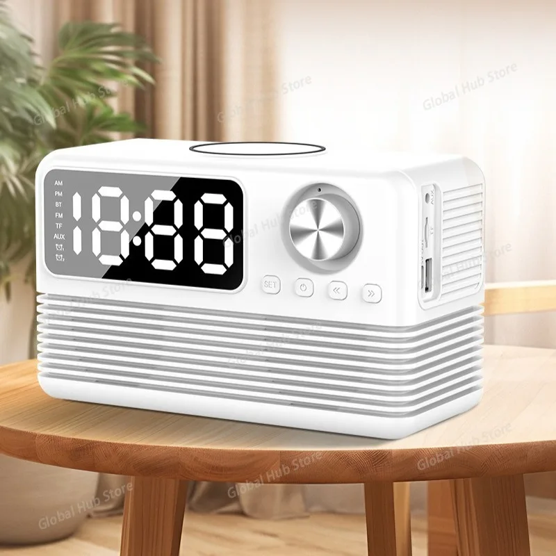 Bluetooth Speaker 15 Watts Wireless Charging Clock LED Audio New Hotel Supplies Retro Wireless Charging Bluetooth Audio