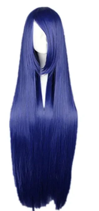 

Dark Blue Straight Wig Brown Hair Long Cos-play Wig Heat Resistant Synthetic Cartoon Roles Costume Party Erect Hair