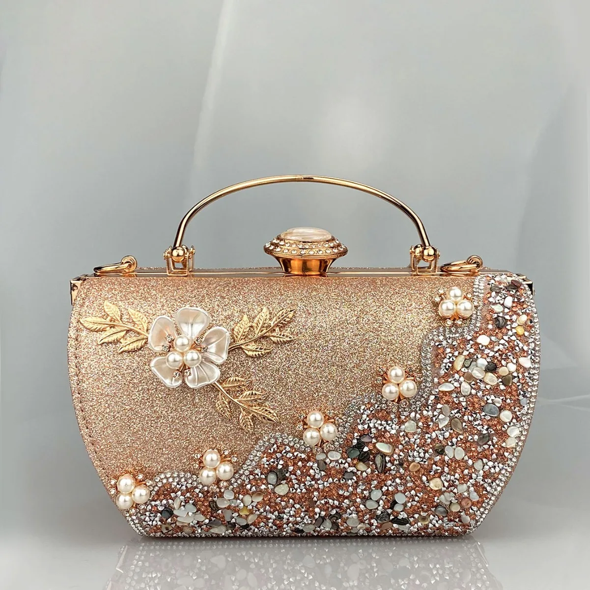 

Diamond Flower Decorated Evening Bag High-End Vintage Elegant Handheld Evening Bag