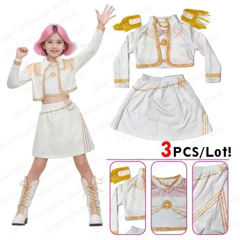 زي تنكري للفتيات لجميع القديسين كرنفال عيد الميلاد الأبيض 3 قطع ملابس موحدة هدية عيد ميلاد