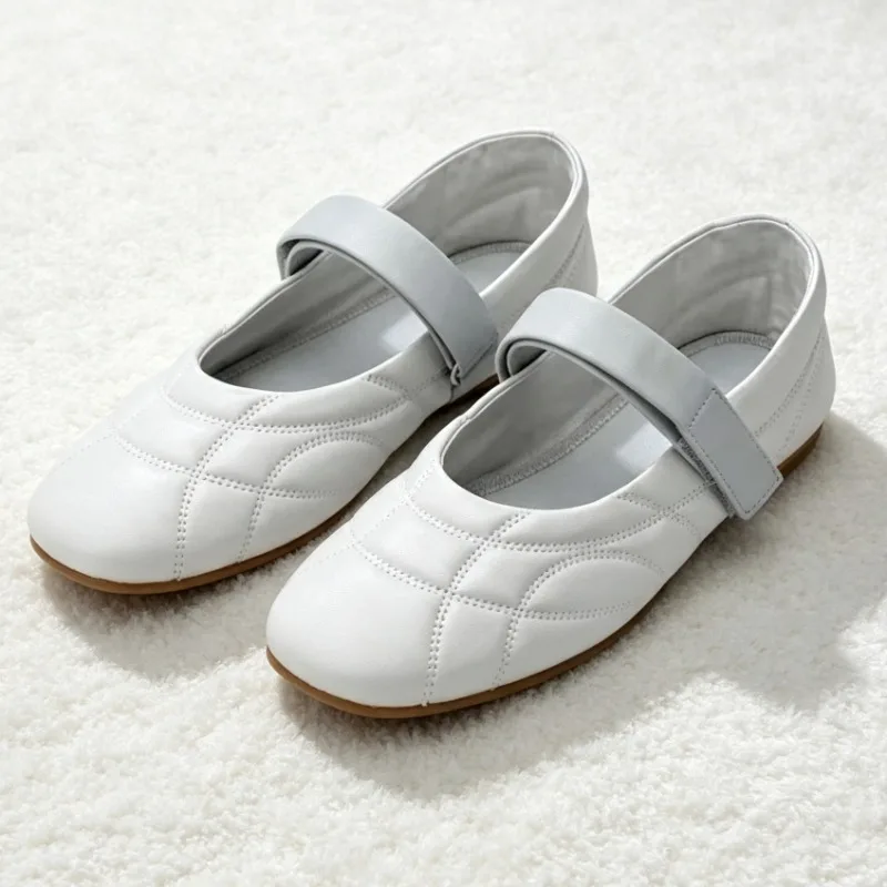 Novelty Topstitching Design Ballet Flats Women High Quality Soft Leather PU Mary Jane Shoes Cozy Shallow Round-toe Casual Shoes