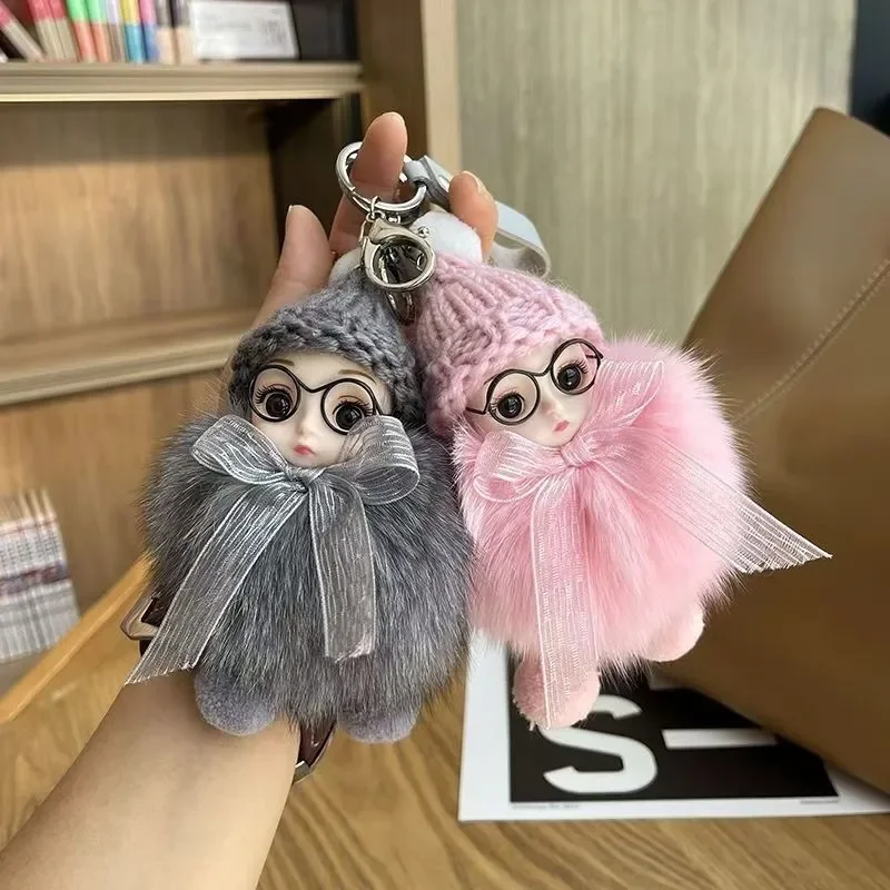 Llavero de peluche de zorro, bonito colgante de muñeco durmiente, amuleto de animal de peluche suave para decoración de mochila escolar de bebé/estudiante, recién llegado