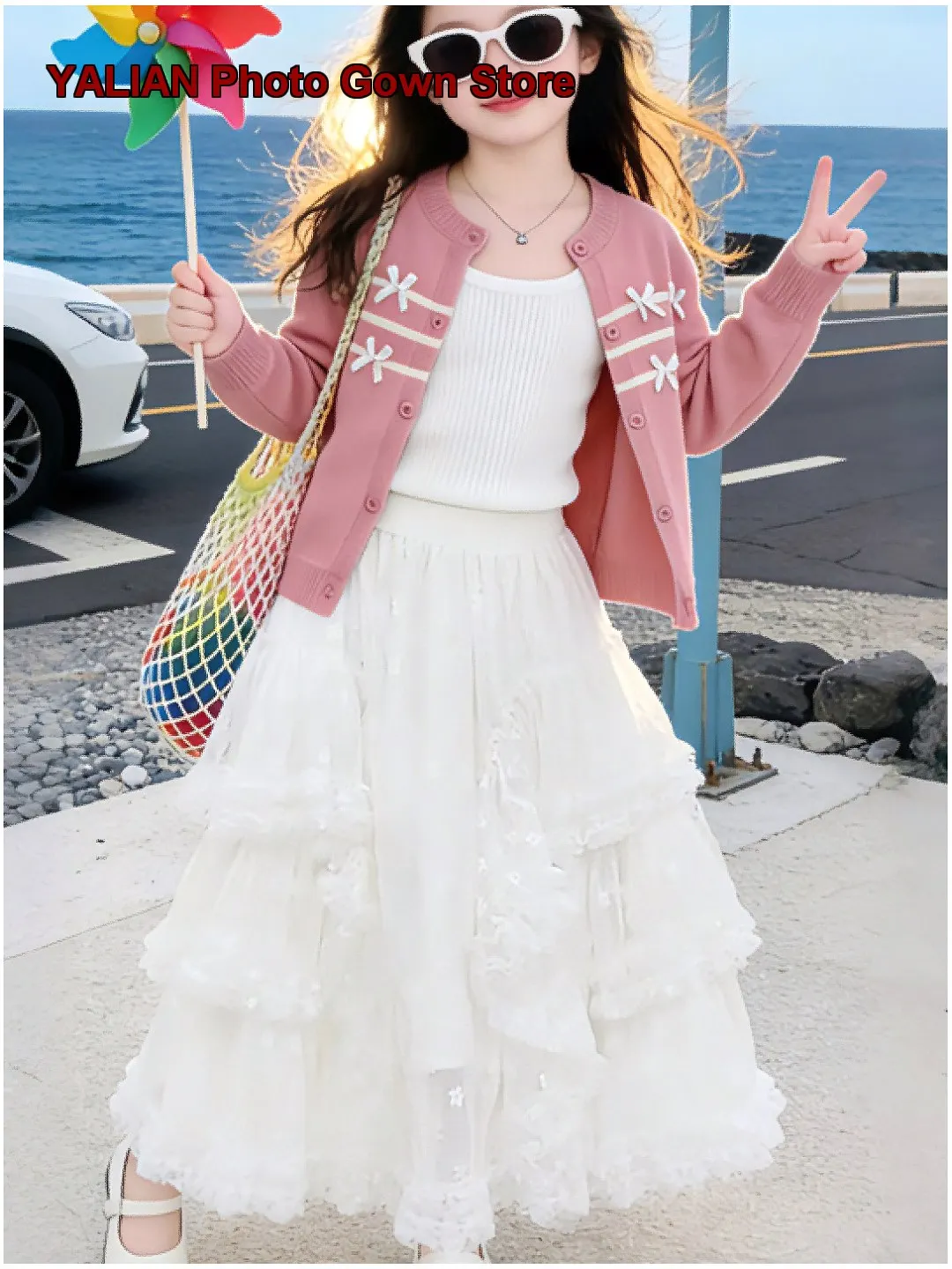 Girls Loose Fit Knit Coat Kids 2026 Spring Autumn Stylish Oversized Jacket