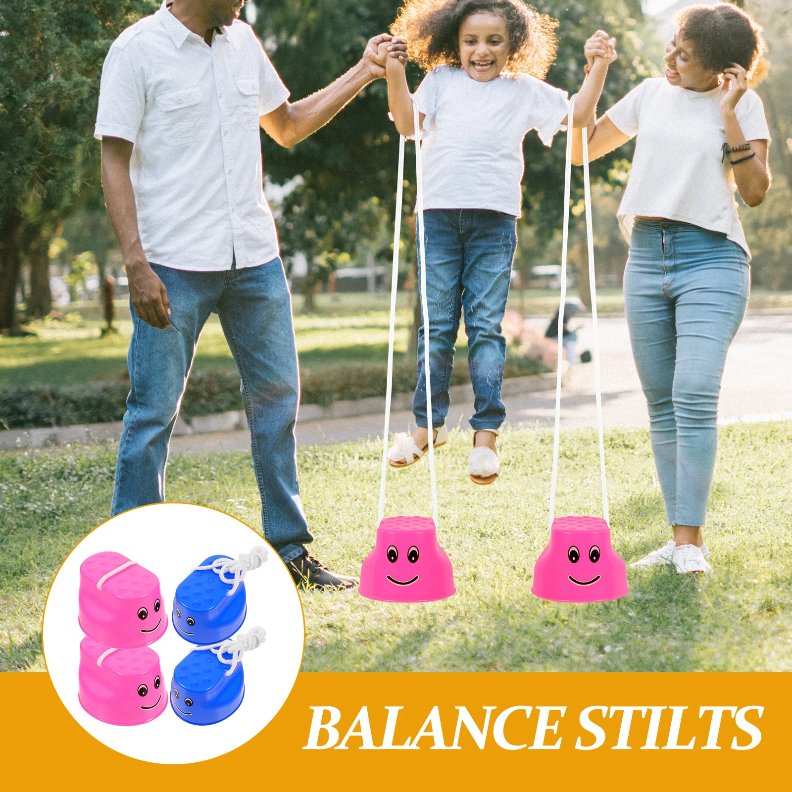 

4 Pcs Smiling Face Stilt Outdoor Toys for Kids Active Stepper Stilts Walker Child