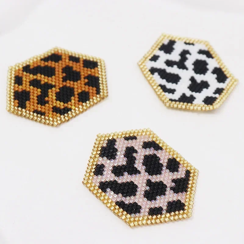 Rice bead earring accessories Originality Design Irregularity Leopard print Hand knitting Bohemia Fashion Simple Beaded fitting