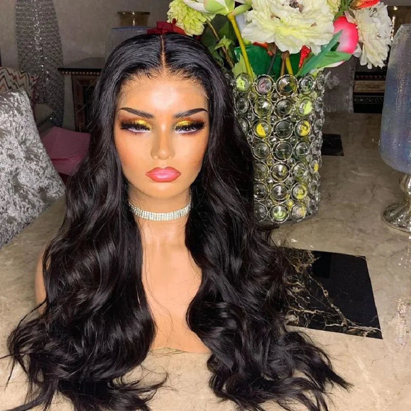 Preplucked Long 26inch Glueless Black 180Density Body Wave 5x5 Silk Base Jewish Human With BabyHair HDLace European Hair