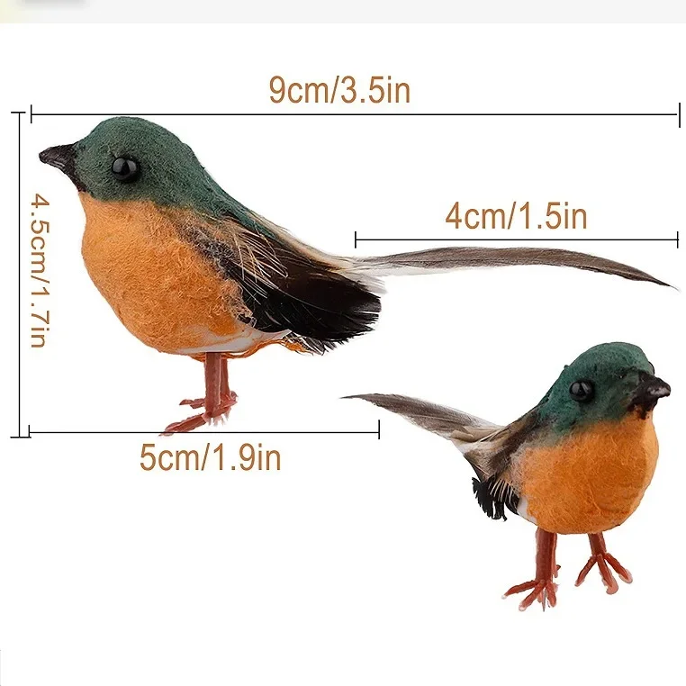 Robin Bird Decoration Artificial Feather Bird Craft Ornament Simulation Little Robin Bird Outdoor Garden Ornaments Decoration