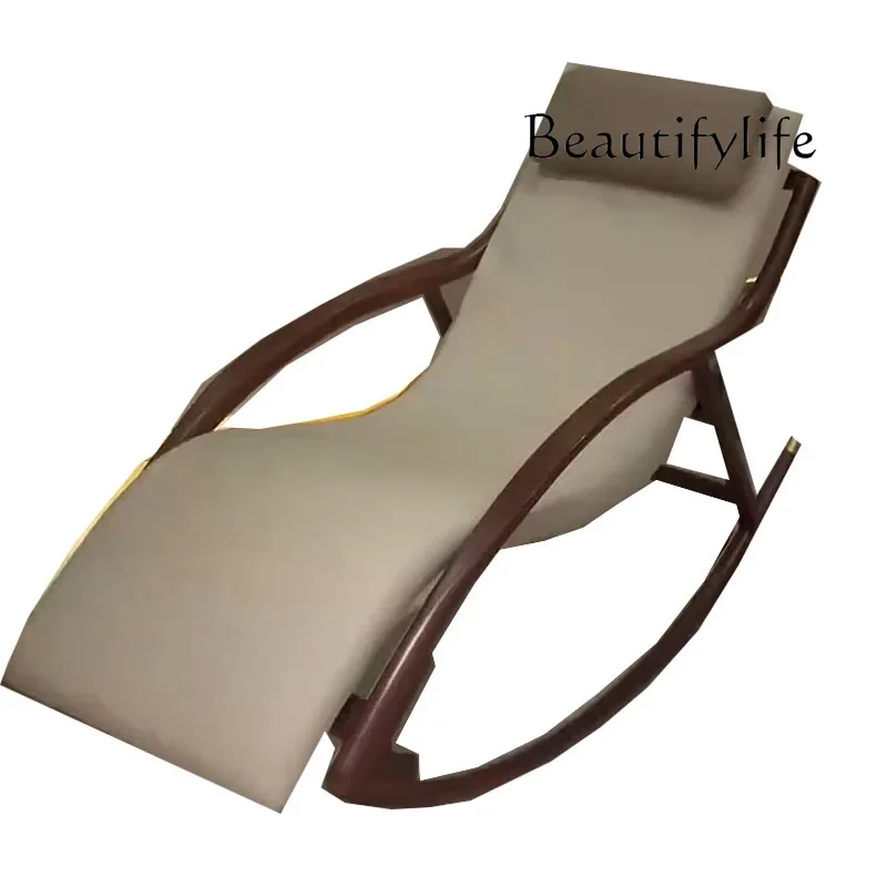 S New Chinese Ebony Rocking Chair Solid Wood Single Leisure Concubine Lunch Break Balcony Recliner Furniture