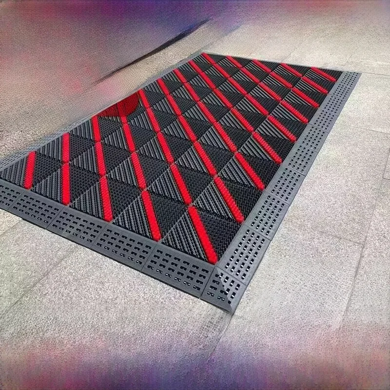 Tee-in-One Plastic Entrance Mat Anti-Slip Outdoor Hotel Commercial Dust Removal Door Mat Simple Sle Vacuum Cleanable Cust...