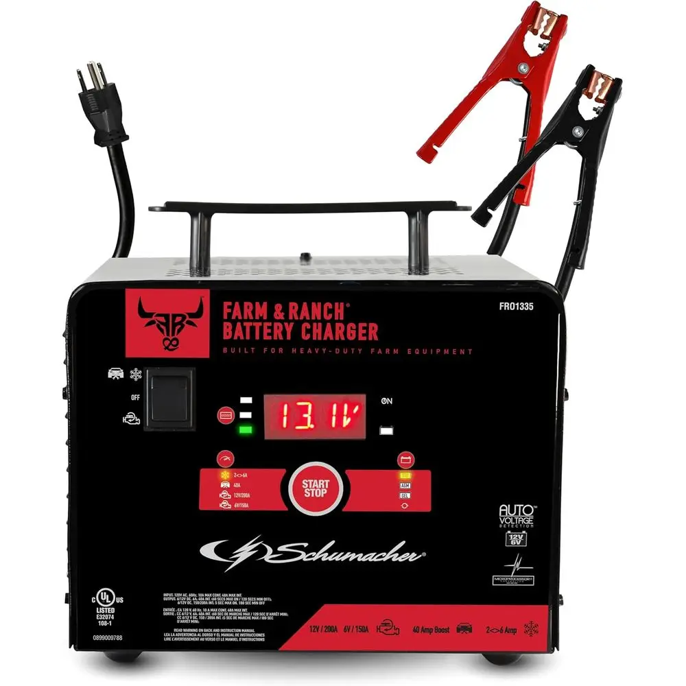 

Farm & Ranch 6A Car Battery Charger and 200A Engine Starter, 4-in-1 Solution, Maintainer, 40A Boost, for 6V/12V Power Sport, Aut