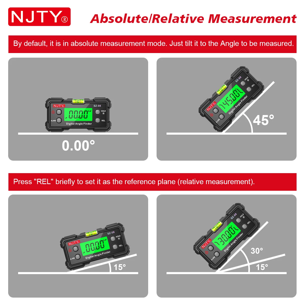 Digital Angle Gauge With Level Bubble Magnetic Electronic