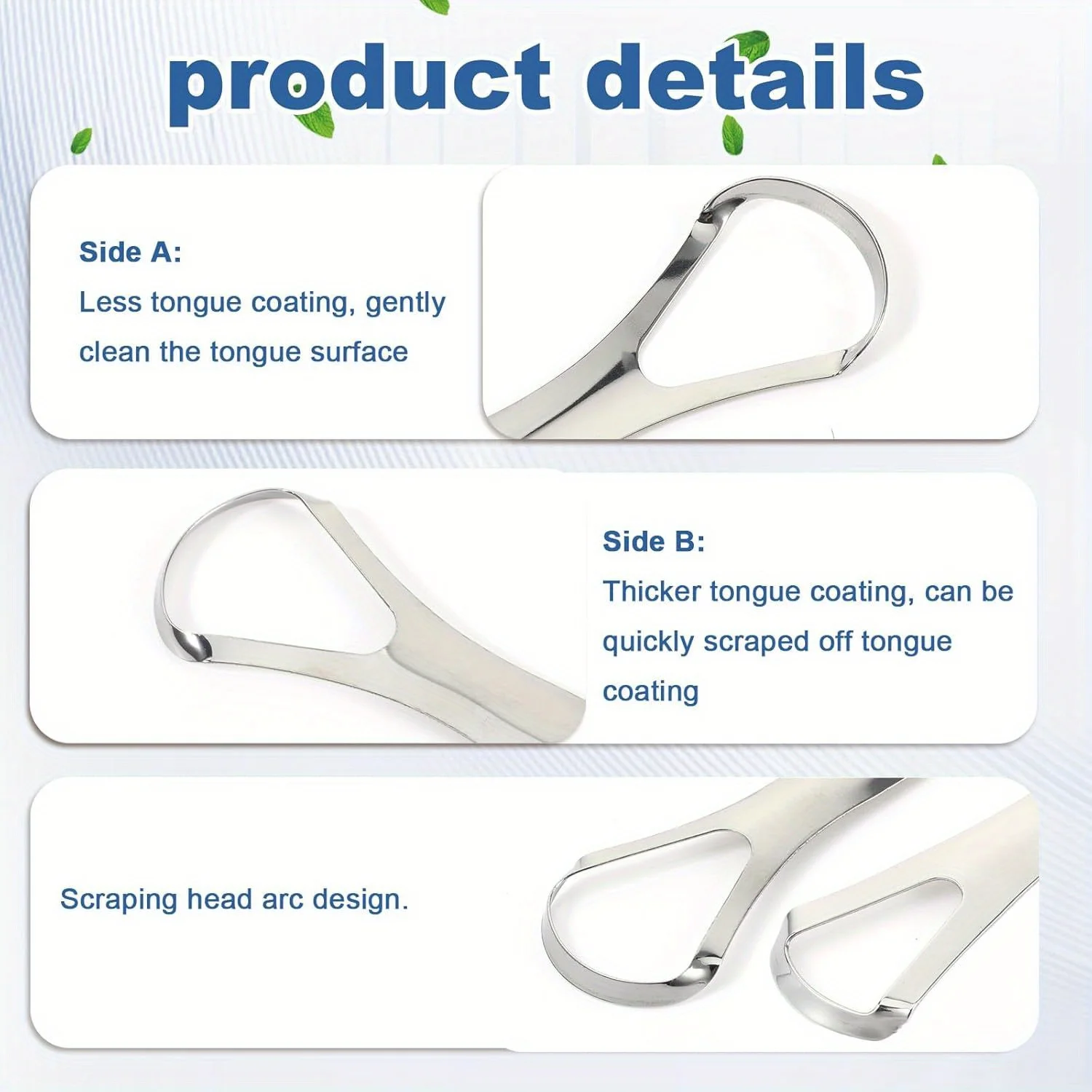 2/4PCS Stainless Steel Tongue Scraper Set, Hygienic Tongue Cleaner for Adults, Metal Tongue Scrubber for Oral Care - Family Kit