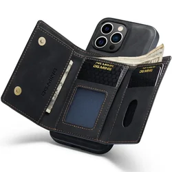 DG.Ming Retro Flip Leather Case For iPhone 17 16 15 14 13 12 11Pro Max XS Max 17e Wallet Magnetic Cover Coque Hoesje Detachable
