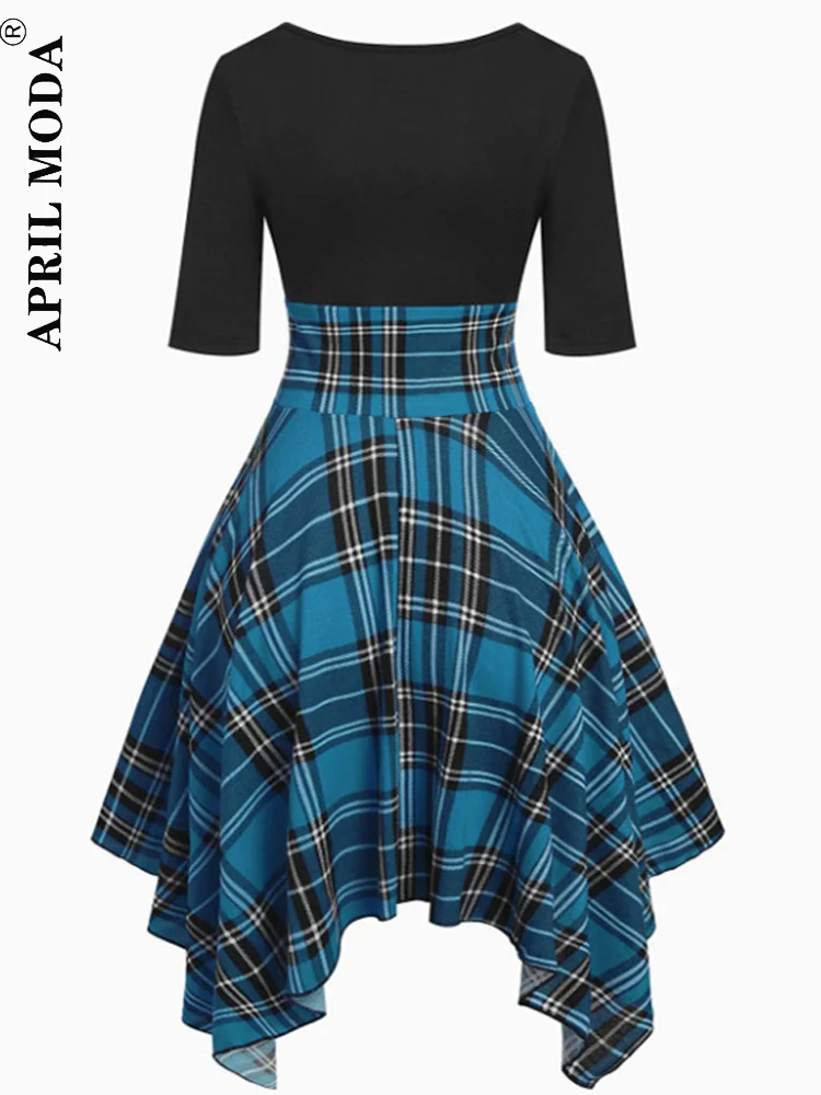 Irregular Punk Gothic Plaid Print Party Dress Long Sleeve Black Harajuku  Aesthetic Hip Hop Holiday Atchwork Lace Up Mini Dresses - AliExpress  200000345