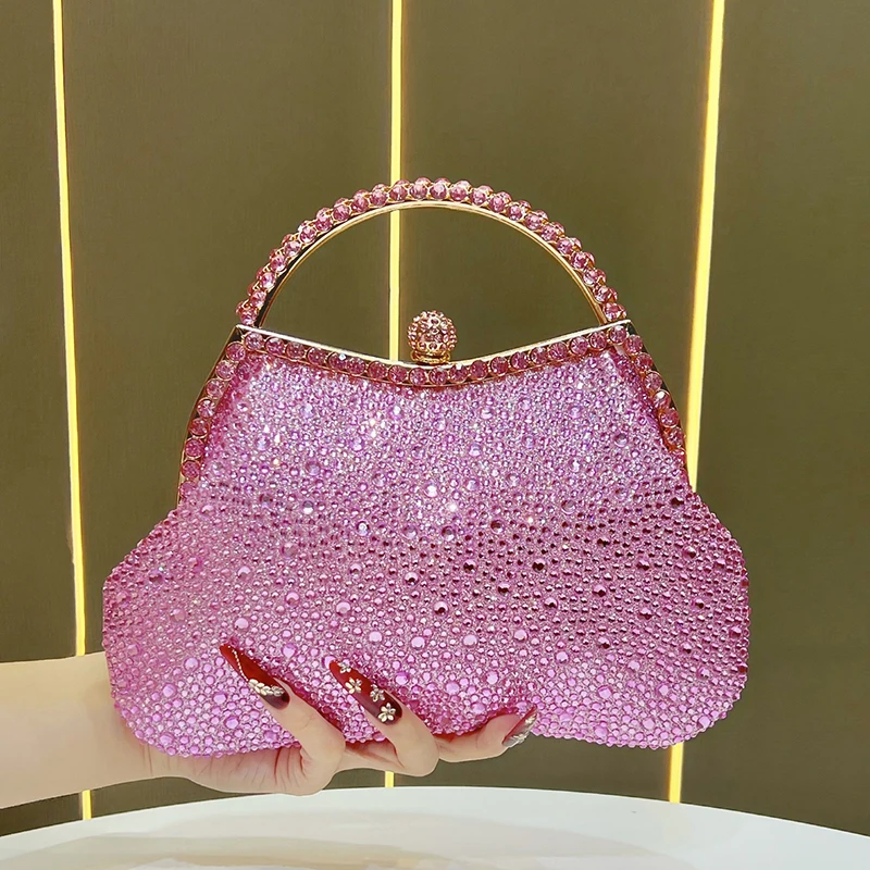

Women Brand High End Rhinestone Handbag New Fashion Luxury Fine Diamond Inlay Evening Clutch Bag Wedding Party Shoulder Bag