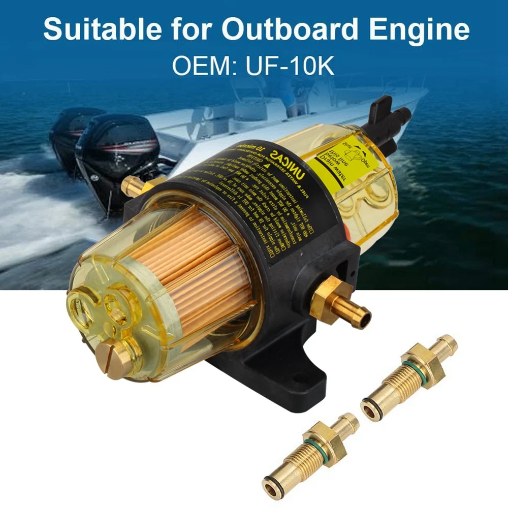 A87U-UF-10K Fuel Filter Fuel-Water Separator Assembly with Wrench for Yamaha Suzuki Tohatsu Mercury Outboard Engine