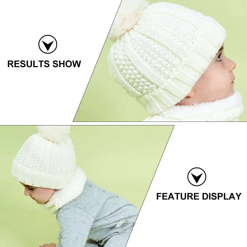 

1Set Children Warm Knitted Hat Neck Scarf Winter Baby Hat Scarf Set Kids Cold Weather Children Knitted Neckerchief