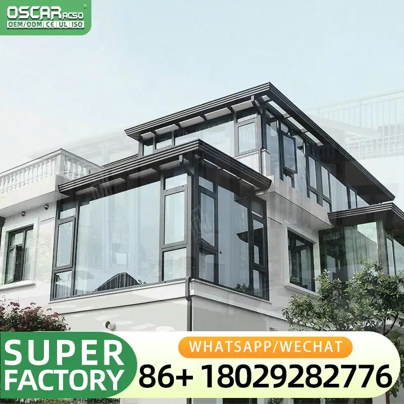 Custom Outdoor Patio Sunroom Solar Aluminum Glass Lightweight Rustproof Backyard Deck Villa Europesunroom