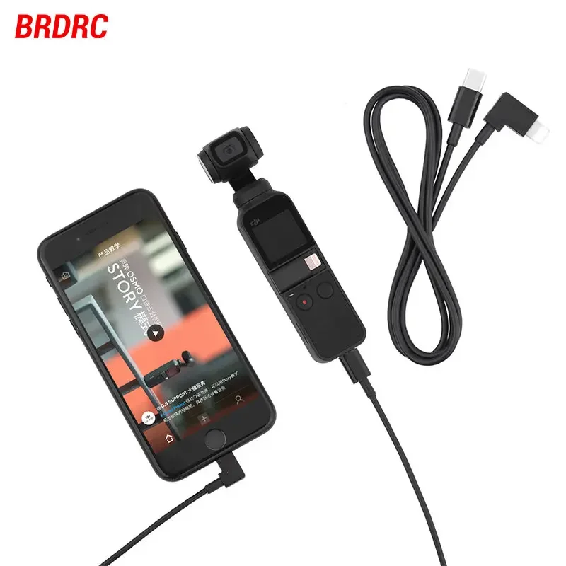 BRDRC 30/100cm Extension Cable Type-c To Type-c Android IOS Micro-USB for DJI Osmo Pocket 2 Gimbal Accessories Data Line
