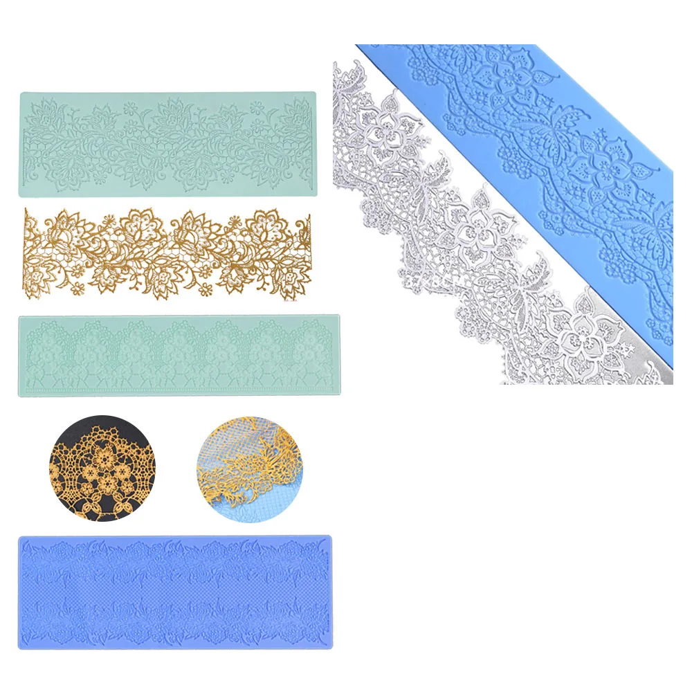 5 Flower Pattern Silicone Lace Mat Peach Blossom,Chrysanthemum Pattern DIY Texture Impression Mat Cake Decor