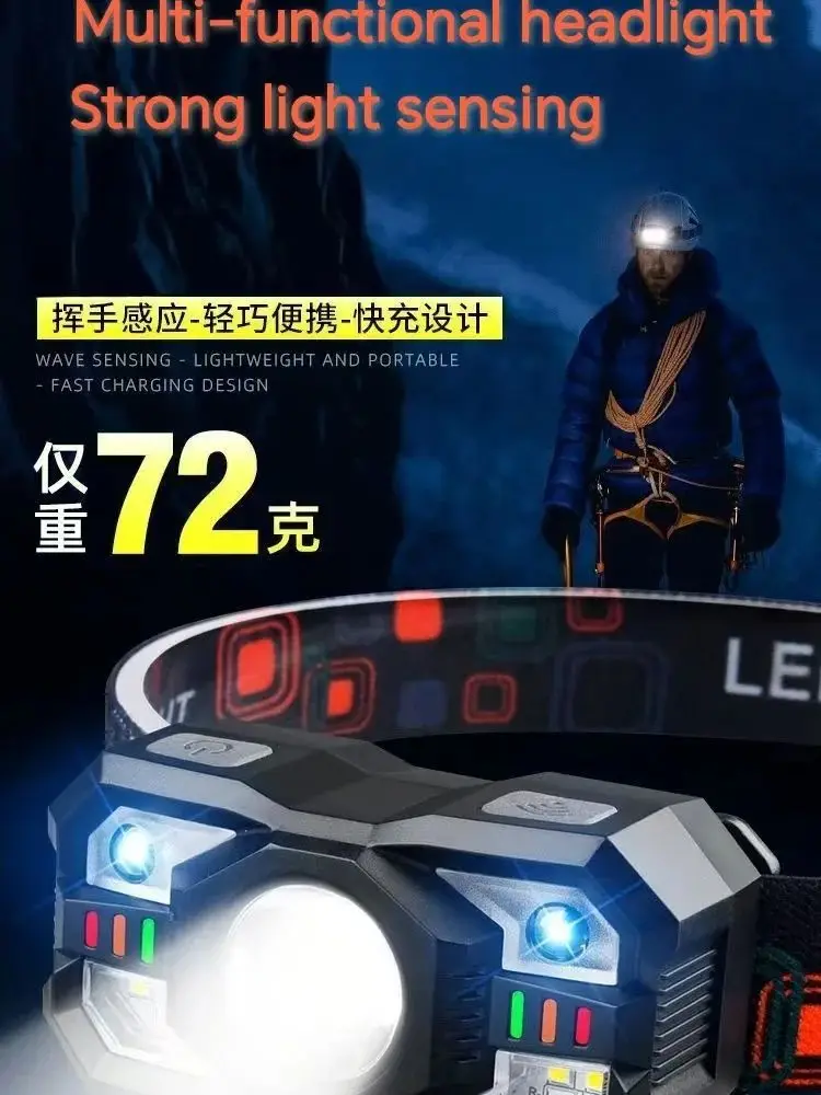 AliExpress LED ultra-long-lasting headlamp USB charging outdoor night fishing headlamp long-range searchlight lightweight cycling headlamp