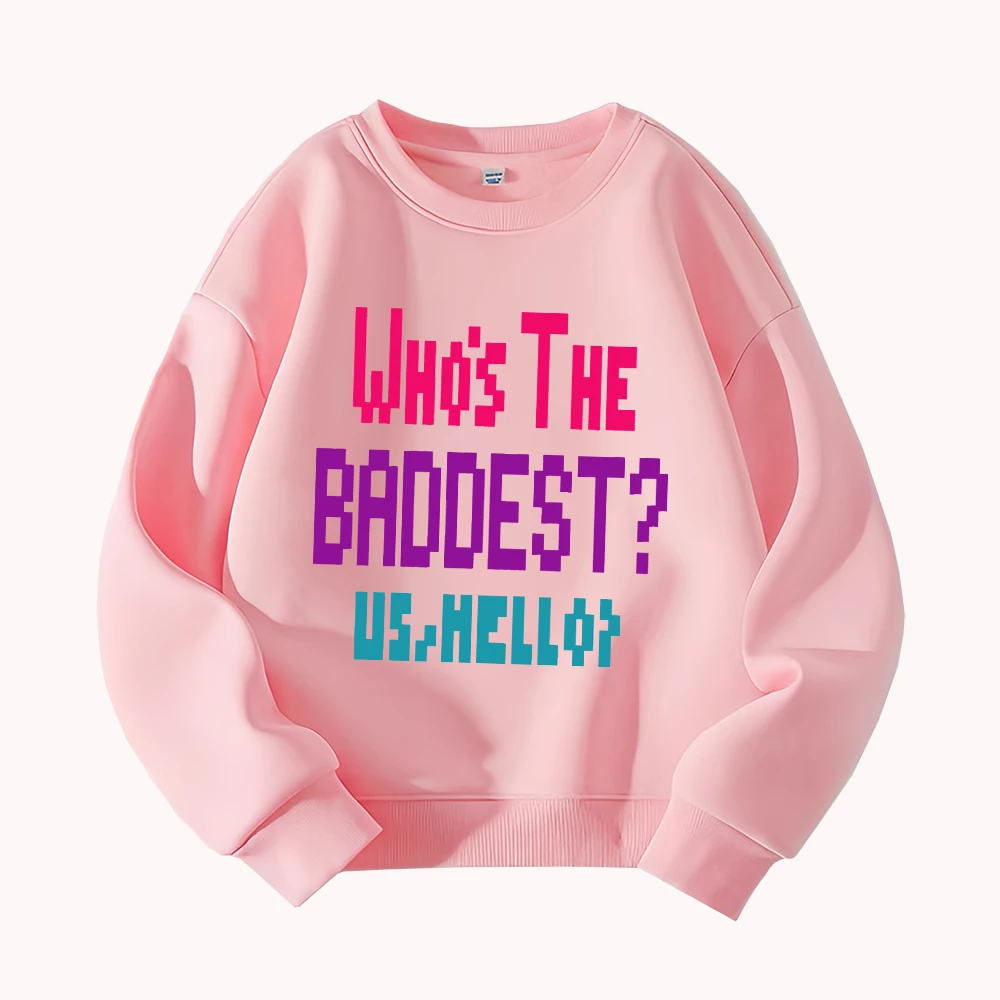 من هو الأسوأ؟ الولايات المتحدة مقابل مرحبا؟ سويت شيرت برسومات Pixel Art للرجال والنساء للجنسين، بلوفر كاجوال بياقة دائرية، ملابس شارع عصرية